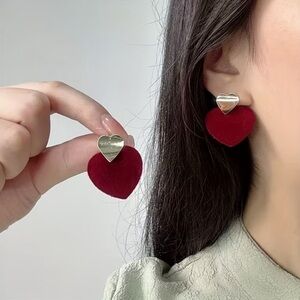 Heart-Shaped Red and Gold Earrings ❤️
